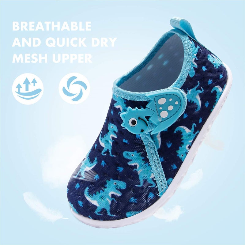 FEETCITY Baby Water Shoes Barefoot Quick Dry Aqua Wide Toe for Boys Girls Swim Beach Pool Blue Dinosaur 18-24 Months Infant - Image 5
